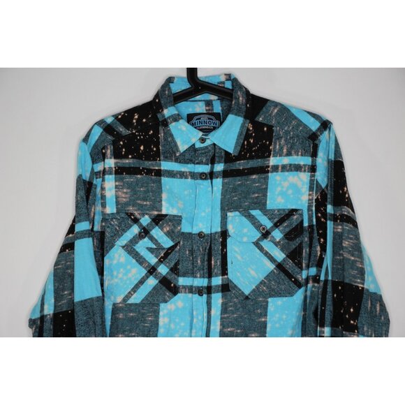 Angry Minnow Mens Medium Boss Lady Pain Splatter Button Up Flannel Shirt Q1069 - Picture 3 of 5